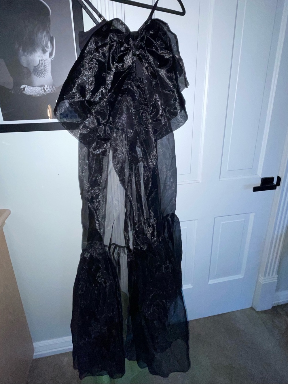 We The Free Sheer Black Maxi dress with Bow Front - Picture 4 of 7